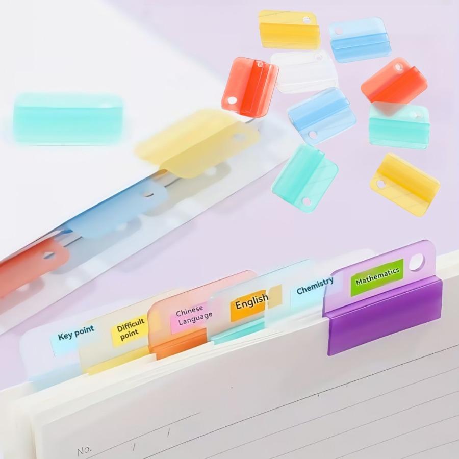 18pcs Colored Plastic File Index Clips, Multi-Functional Bookmark & Page Marker with Color-Coded Tabs, Reusable Binding/Sealing for Books, Journals