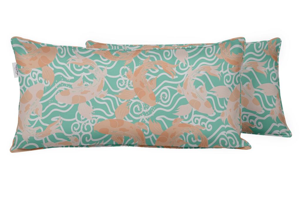 Vargottam Indoor Outdoor Polyester Fabric Lumbar Pillow Cover With Insert, All-Weather Waterproof Rectangular Cushion for Patio Furniture