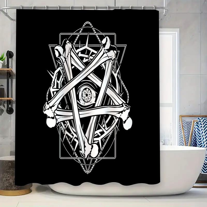 

Gothic Horror Shower Curtain Skull Macabre Halloween Decor Dark Art Spooky Home Accent Eerie Bathroom Set Creepy Wall Hanging W60H190(CM)-1 Pcs