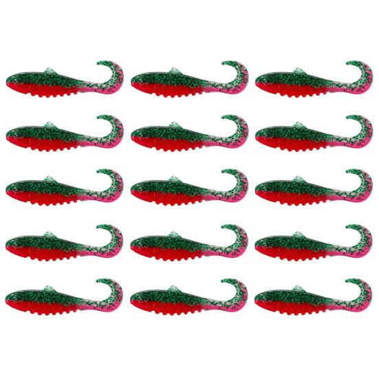 15Pcs 5.5CM/2G Curly Tail Soft Fishing Bait with Glitter Colorful PVC Realistic Bionic Artificial Lure Saltwater Freshwater Fishing Accessories