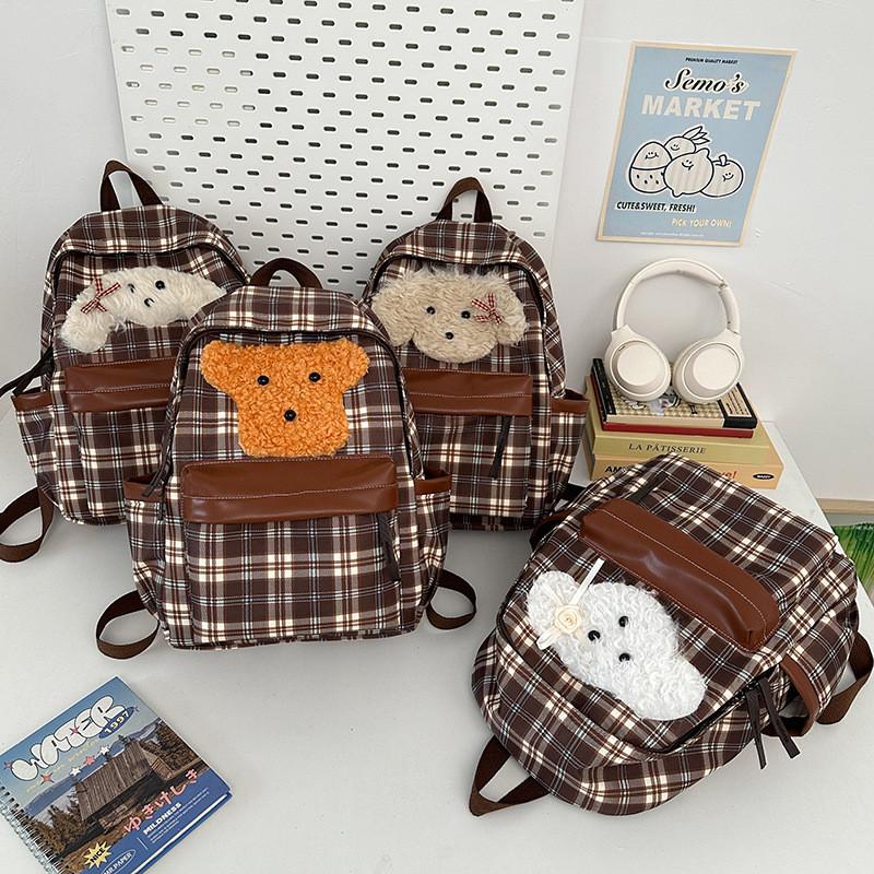 Plush Puppy Patterned Backpack Student Schoolbag Outdoor Leisure Bag Travel