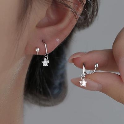 Star Stud Earrings Women's Personality Temperament Versatile Earrings Zircon Spiral Earrings Screw Buckle Ear Jewelry