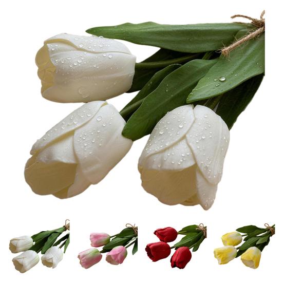 Artificial Tulip Flower Realistic Tulip Bouquet Faux Silk Flower Arrangement for Home Office Wedding Party Mother's Day
