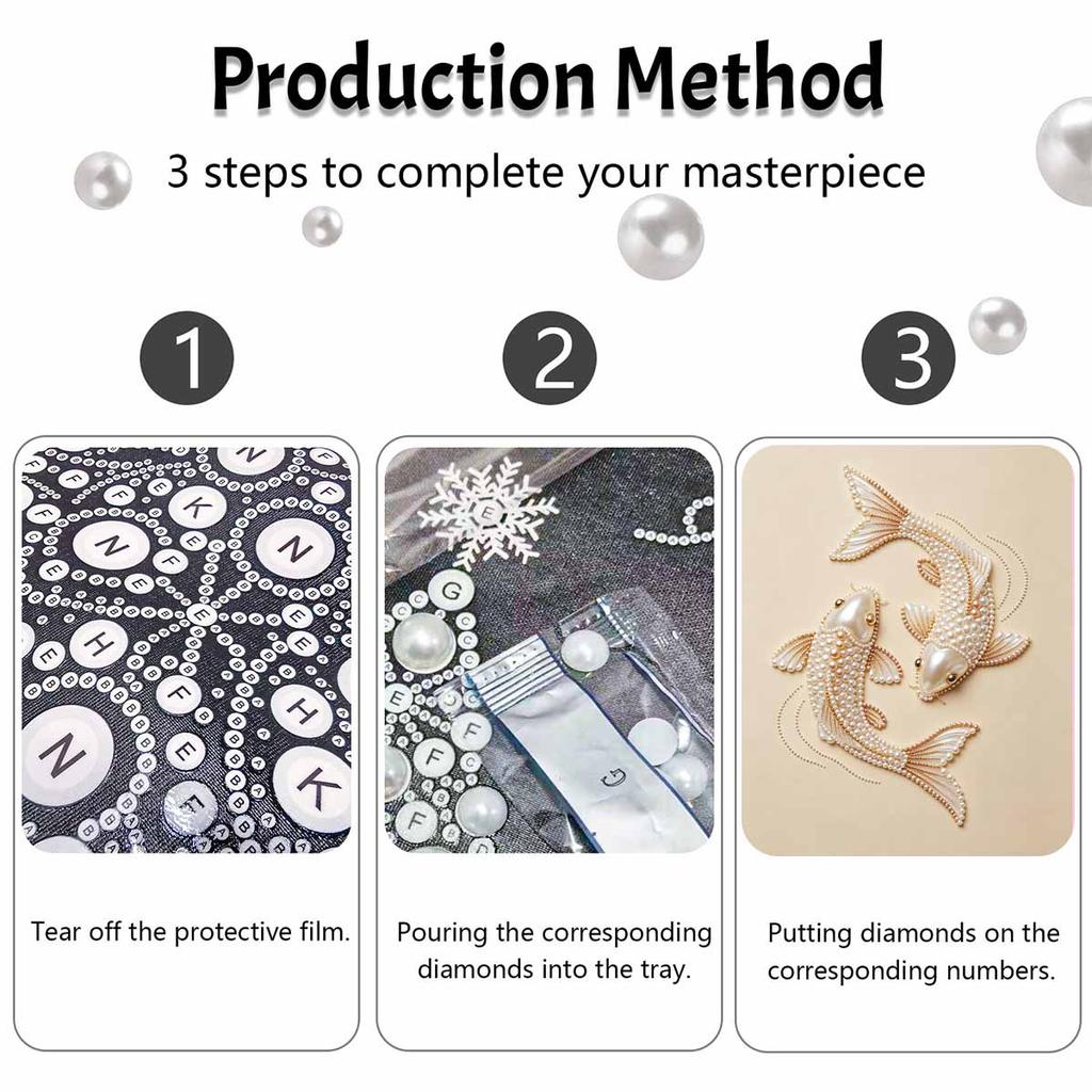 DIY Pearl Embroidery Diamond Painting Kit Koi Fish Sparkling Beads Art Craft Handmade Decoration Gift for Home