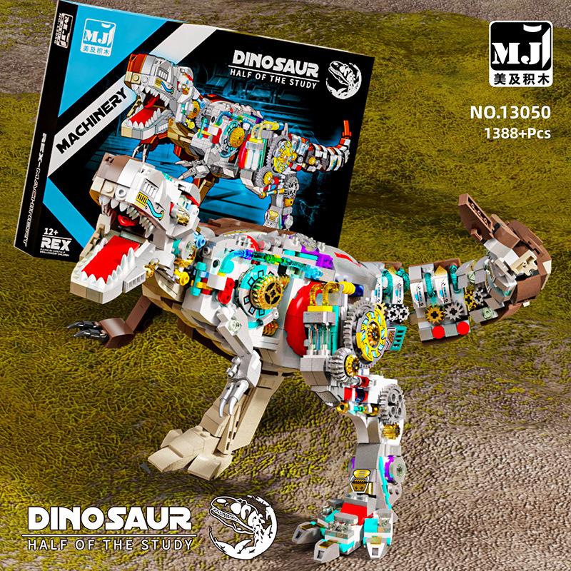 Semi-Mechanisches Dinosaurier-Baustein-Set Tyrannosaurus Triceratops Modellspielzeug für Jungen