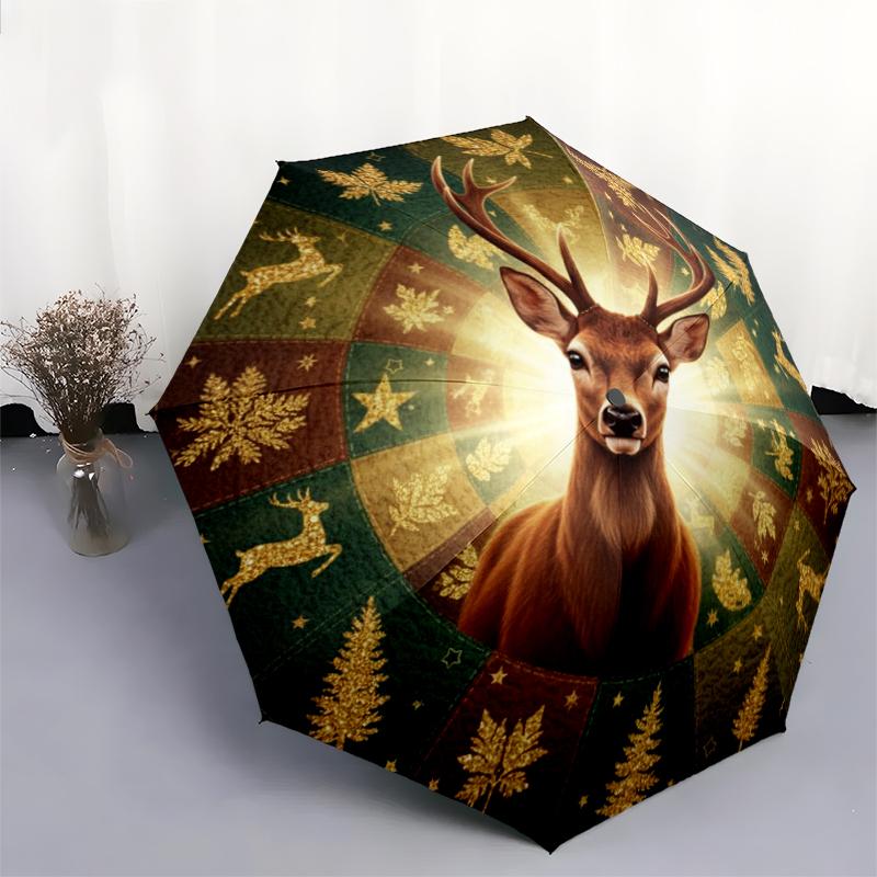 1 PC Automatic Folding Umbrella - Cartoon Pattern, Portable & Foldable Design with 8 Ribs, Christmas Birthday Gifts