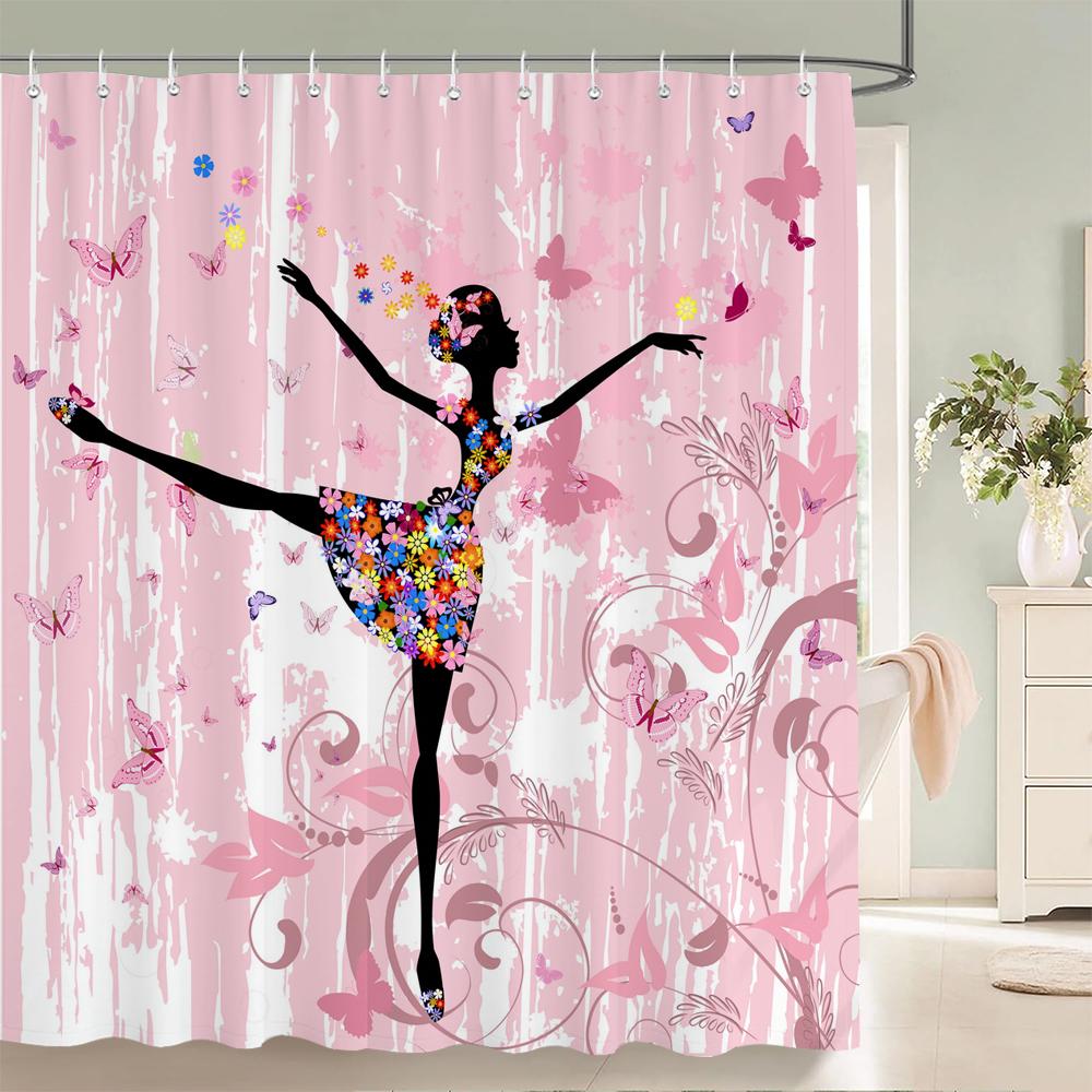 

Цветочная бабочка, девушка, занавеска для душа, водонепроницаемая, ванная комната, милая, женщина, фея, занавеска для душа, полиэстер, ткань, домашний декор, крючок W90xH180cm