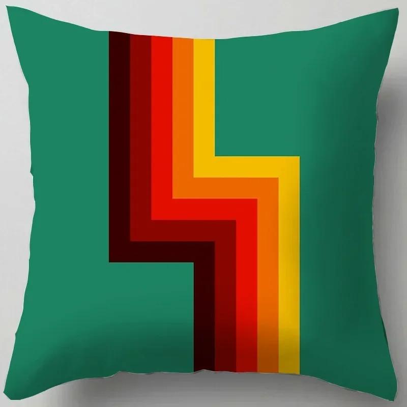 Housse De Coussin Pour Canapé, Décoration Moderne Pour La Maison, Salon, Bureau, Taie D'oreiller Géométrique Orange