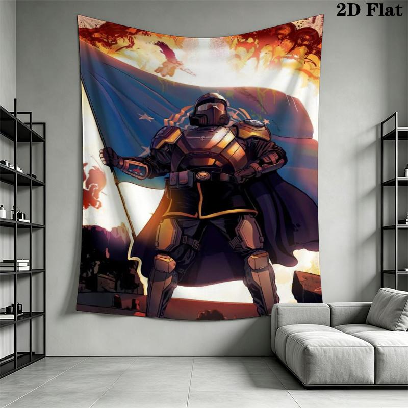 helldivers 2 Wall Tapestry Aesthetic Wall Hanging Printed Fabric Blanket Decorative Tapestries for Bedroom Living Room Home Decor