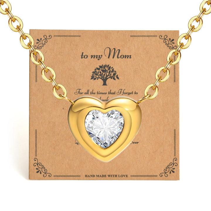 Vnox Radiant Heart Cubic Zirconia Stud Earrings For Women,Stainless Steel Earring Necklace Set,Fashion Jewelry Mother's Day Gift