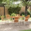 Garden Dining Set 7 Pcs Solid Acacia Wood and Stainless Steel