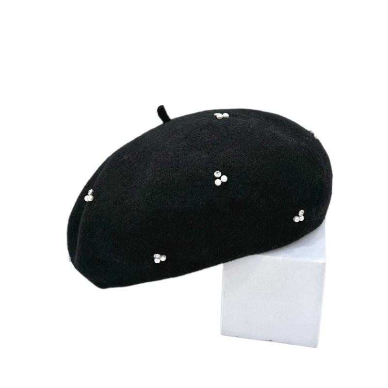 25 early autumn new silver silk rhinestone beret hat wool elegant knitted hat tide