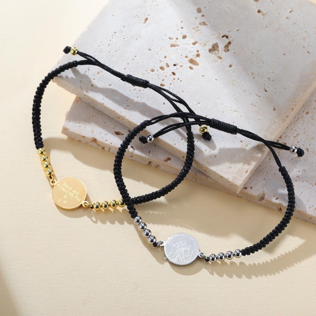 LIKGREAT St Francis Medal Bracelet for Men Women Dog Blessing Amulet Catholic Saint Religious Stainless Steel Jewelry Gifts