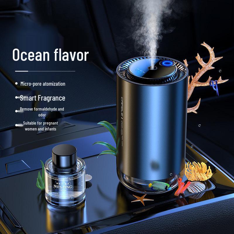 Kafeile Dual-Use Smart Air Freshener: Osmanthus Cologne Fragrance Automatic Spray Essential Oil Diffuser for Car & Home.