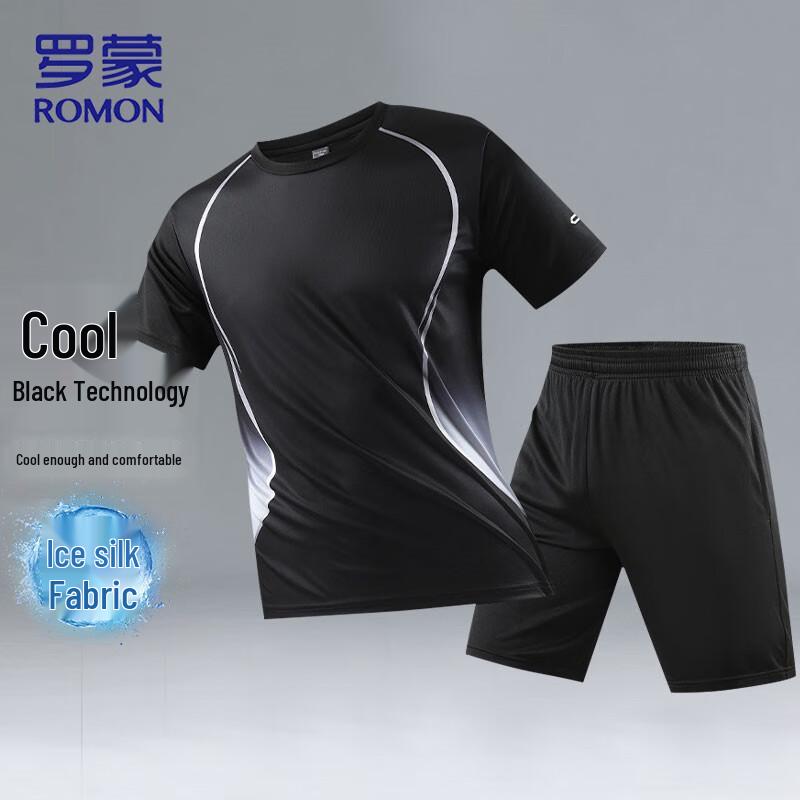 ROMON Men's Summer Quick-Dry T-Shirt & Shorts Set
