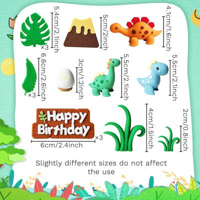 Luxuriöser Dinosaurier Cupcake Topper Kleiner Dinosaurier Kuchen Dekorationen Grüner Rex Drei Dino Kuchen Topper für Geburtstag Babyparty