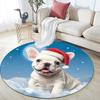 French Bulldog Round Area Rug,Carpet Rug for Living Room Bedroom Sofa Playroom Decor,Non-slip Floor Mat