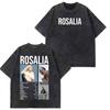 T-shirts Graphiques Notes de Musique Rosala LUX Unisexes Mode Femme T-shirt Ample Décontracté Esthétique T-shirts Lavés Streetwear
