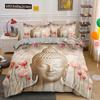 Buddha Bedding Set Indian Religion Buddhism Meditation Mandala Duvet Cover Smile Buddha Floral Soft Quilt Cover Queen King Size