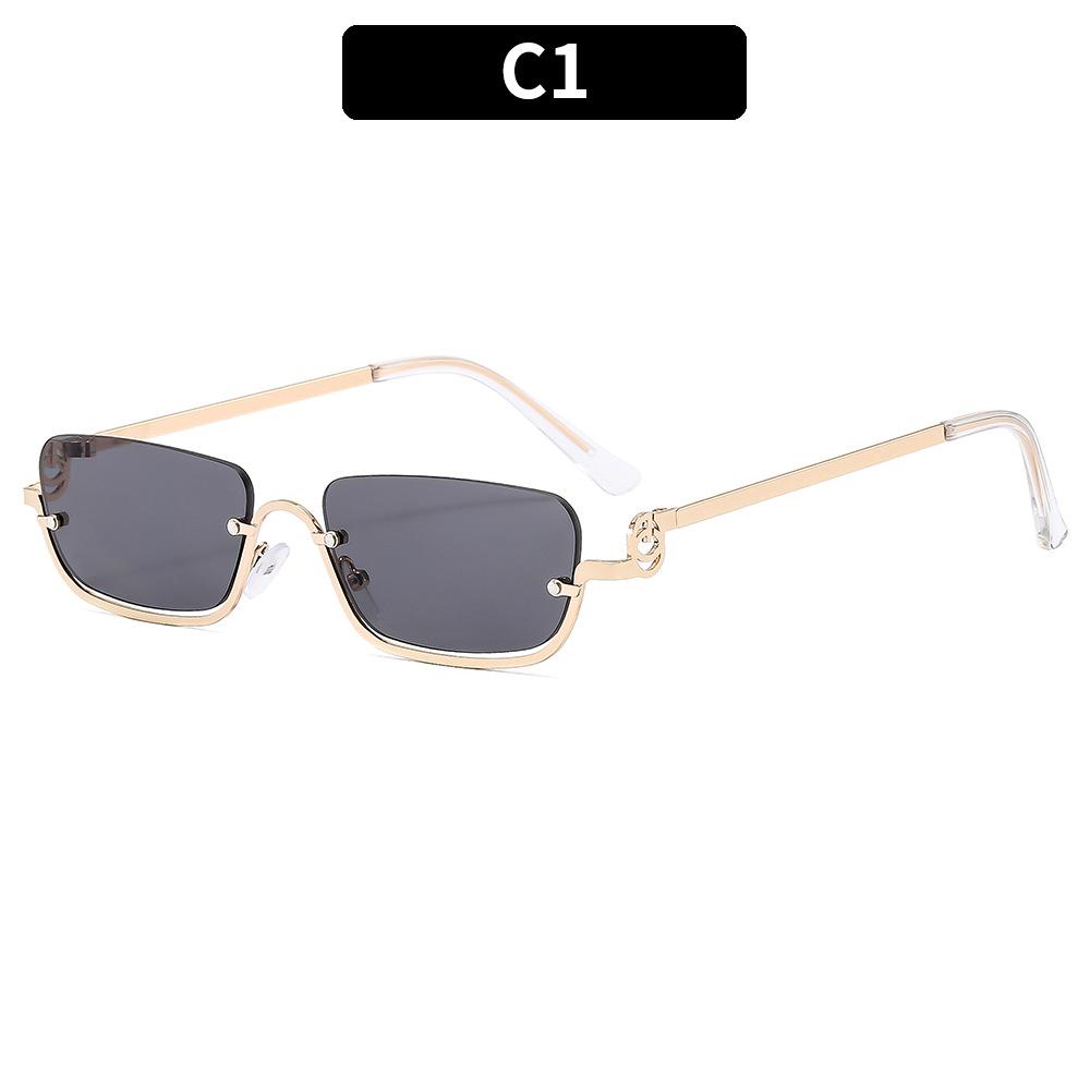 

European and American fashion lower half frame square sunglasses 2025 trend men s and women s sunscreen sunglasses UV400