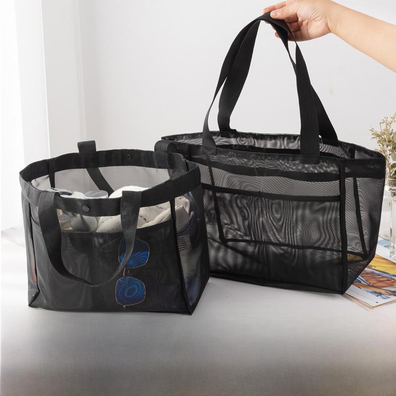 Transparente Netztasche mit großem Fassungsvermögen für den Strand mit Reißverschluss