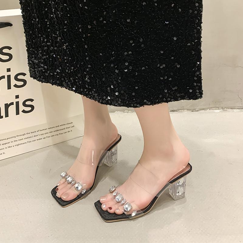 Fashion 2025 New Ladies Shoes Open Toe Women's Slippers Fashion Outdoor Crystal Dress Summer Best Seller Non-Slip Elegant High Heels