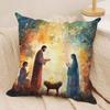 Nativity Scene Starry Night Cushion Cover Silky Short Plush Invisible Zipper Dustproof Sofa Pillow Case For Home Decor