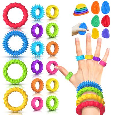 12/6/5 Stück Fidegt Spielzeug Silikon Sensorisches Armband Sensorischer Stein Antistress Ring für Kinder Erwachsene Autismus - Angst Fidget