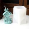 Easy Demold Silicone Candle Maker Reusable Halloween Themed Candle Mould Ghostly House and Tombstone Candle Mold