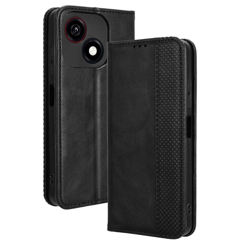 

Шкіряні фліп-чохли для ZTE Blade A35e Leather Case [Flip Vintage Leather] Wallet Протиударні міцні ретро фліп-чохли for ZTE Blade A35e чорний