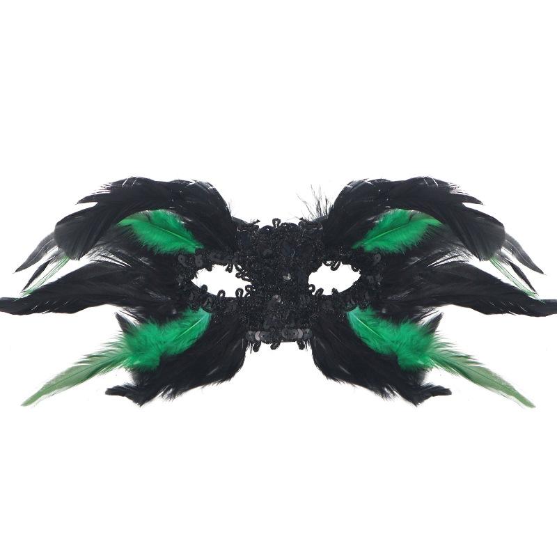 Gothic Halloween Burst Feather Mask Feather Half Face Mask, Performance Prom Eye Mask Sequins Premium Mask