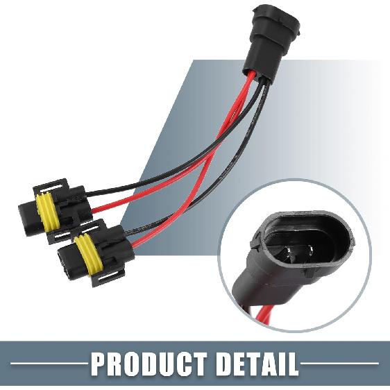 H11 H8 H9 Male Transfer Female Splitter Connector Adapter Socket Harness Cable Harness Connector Adapter (Set of 2)