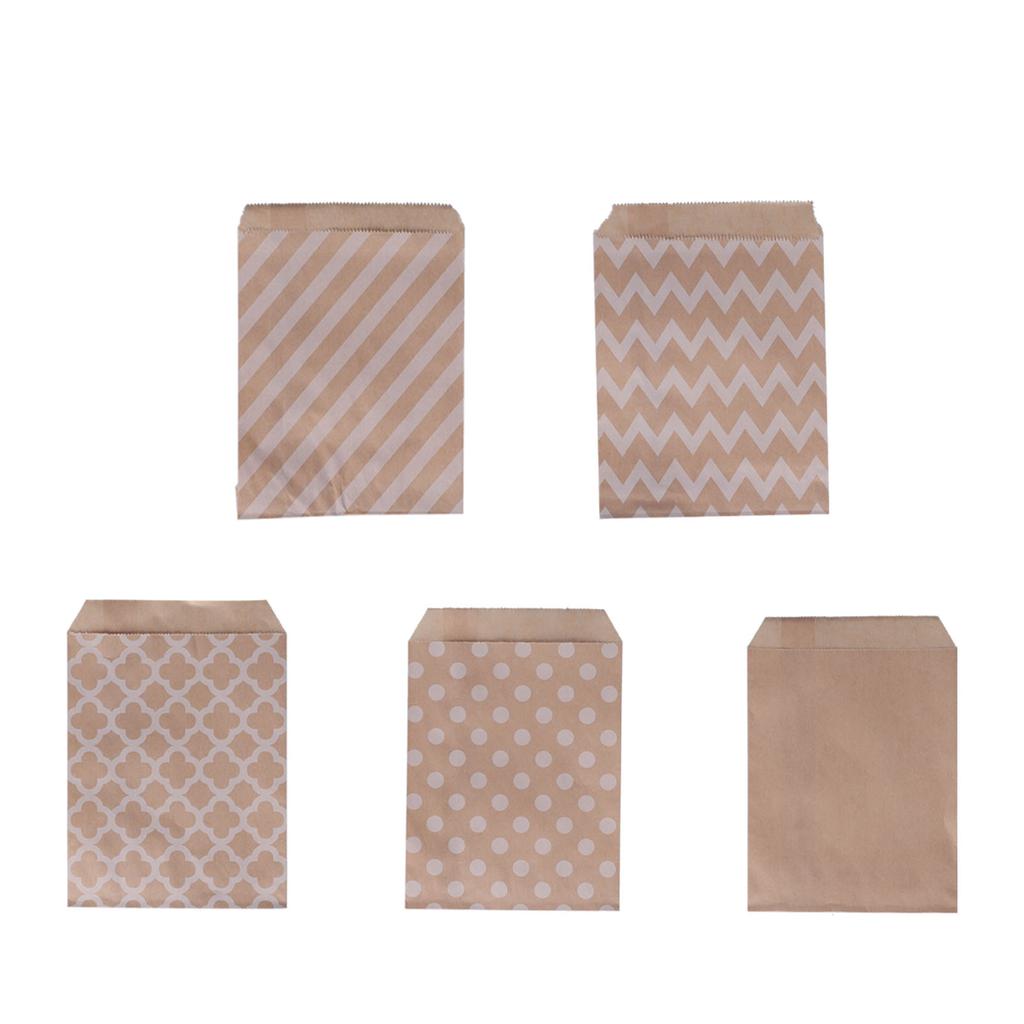 50 Stück Papier Süßigkeitstüten Einweg Sicher Dekorativ Lebensmittel Flach Kraft Gastgeschenktüten für Party