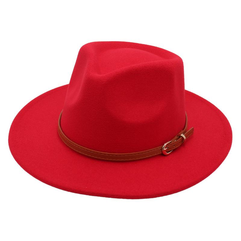 Top Hat Jazz Hat Men'S And Women'S Plush Felt Hat Wool Hat Belt Buckle Tide