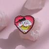 Red Heart Charming Shaped Metal Brooch Creative Cartoon Pin For Couples And Friends