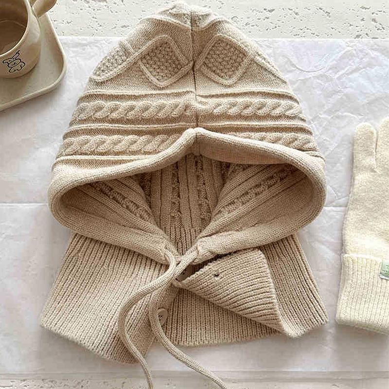 

Зимняя вязаная шапка-балаклава с капюшоном женская шапка-балаклава шапка-бини корейский тренд Y2K шерстяной пуловер шапки