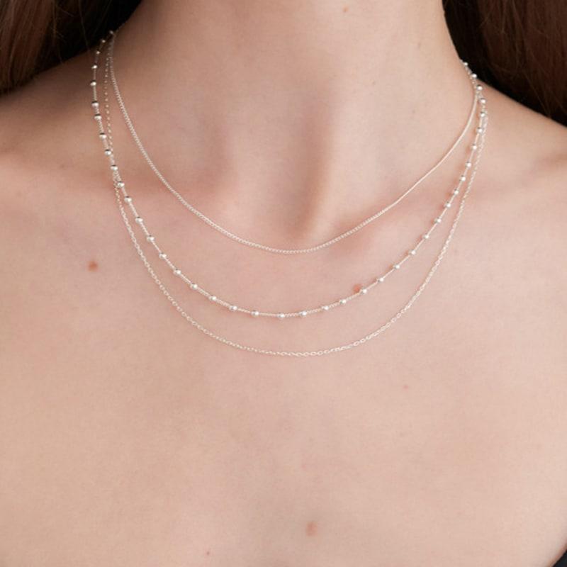 

OVLA LAYERED NECKLACE_ball mix JN018 silver