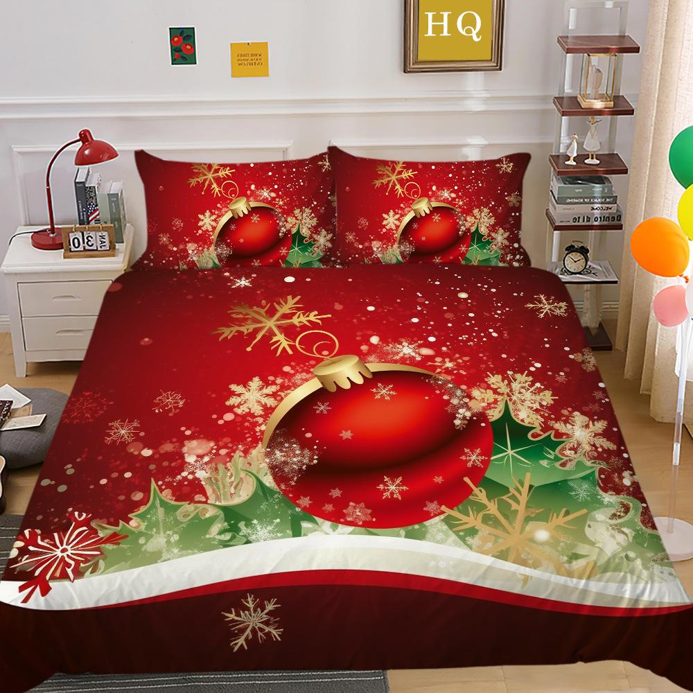 Świąteczny Nadruk Cyfrowy Druk 3D Poliestrowa Poszewka na Poduszkę Poszwa na Kołdrę Dostępny Zestaw Dwu- lub Trzyczęściowy