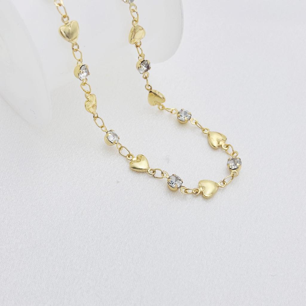 14K Gold-Filled Peach Heart & Butterfly Rhinestone Chain for DIY Jewelry: Bracelet, Necklace & Hair Accessories