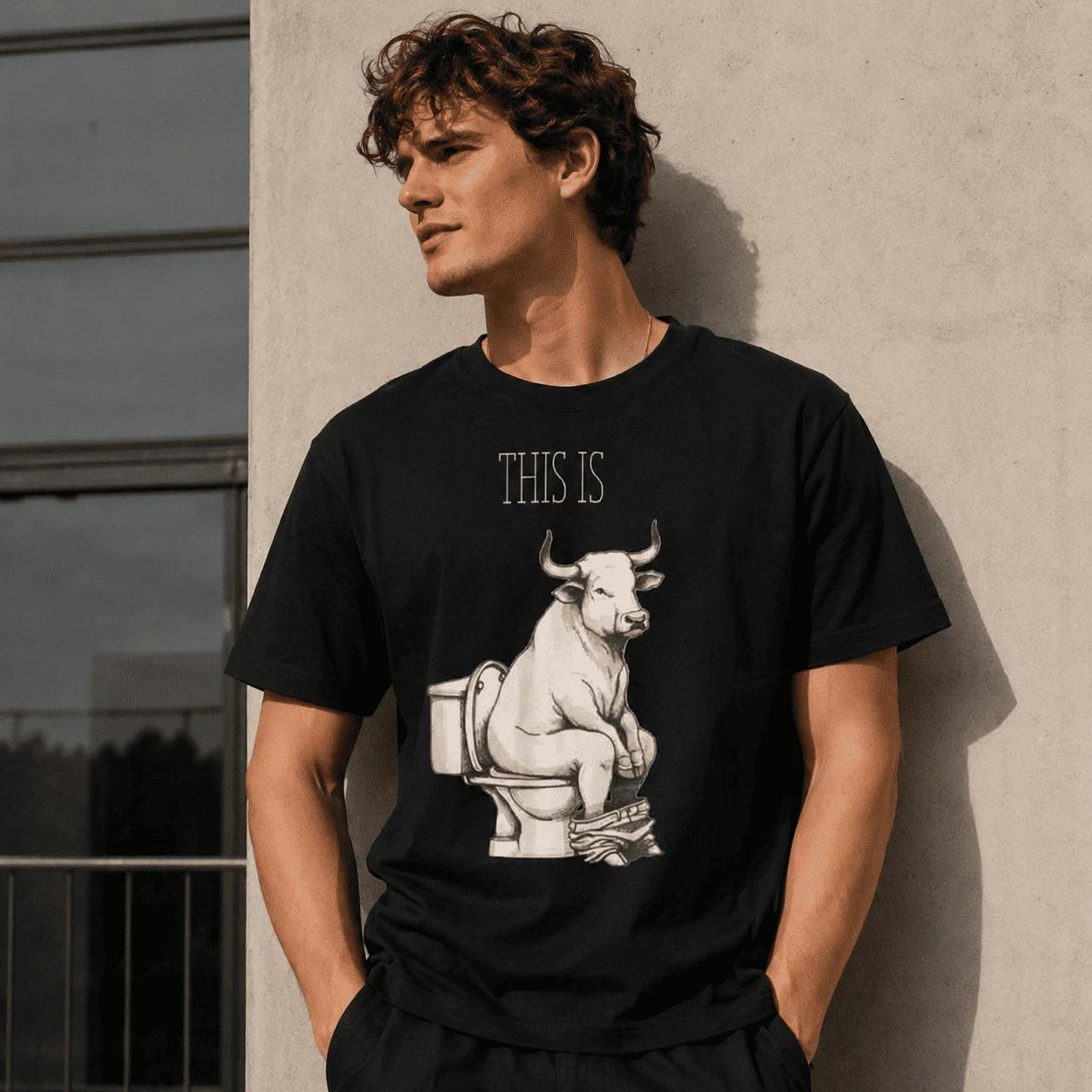 This Is Bull Sh!t Funny Bull Toilet T-Shirt Dark Humor Graphic Tee XXXXL