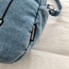 Women Cartoon Embroidery Denim Tote Bag Carry Handbag with Detachable Crossbody Strap Large Capacity Washed Jean Casual Daily Shopping Messenger