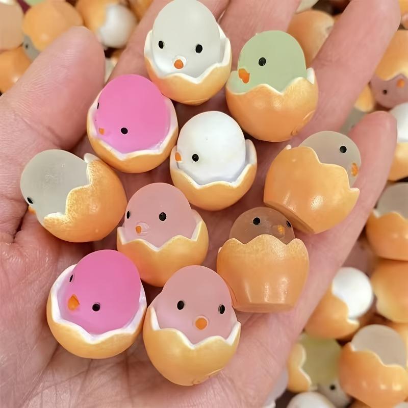 30pcs Luminous Mini Easter Chicken Egg Decorations Plastic DIY Crafts for Holiday Party Basket Filling
