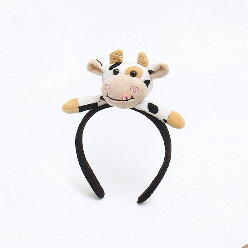 Niedliches Cartoon Plüsch Kuh Ohren Stirnband mit Glocken Schleife Lolita Haarreif Kawaii Tier Party Cosplay Kopfschmuck