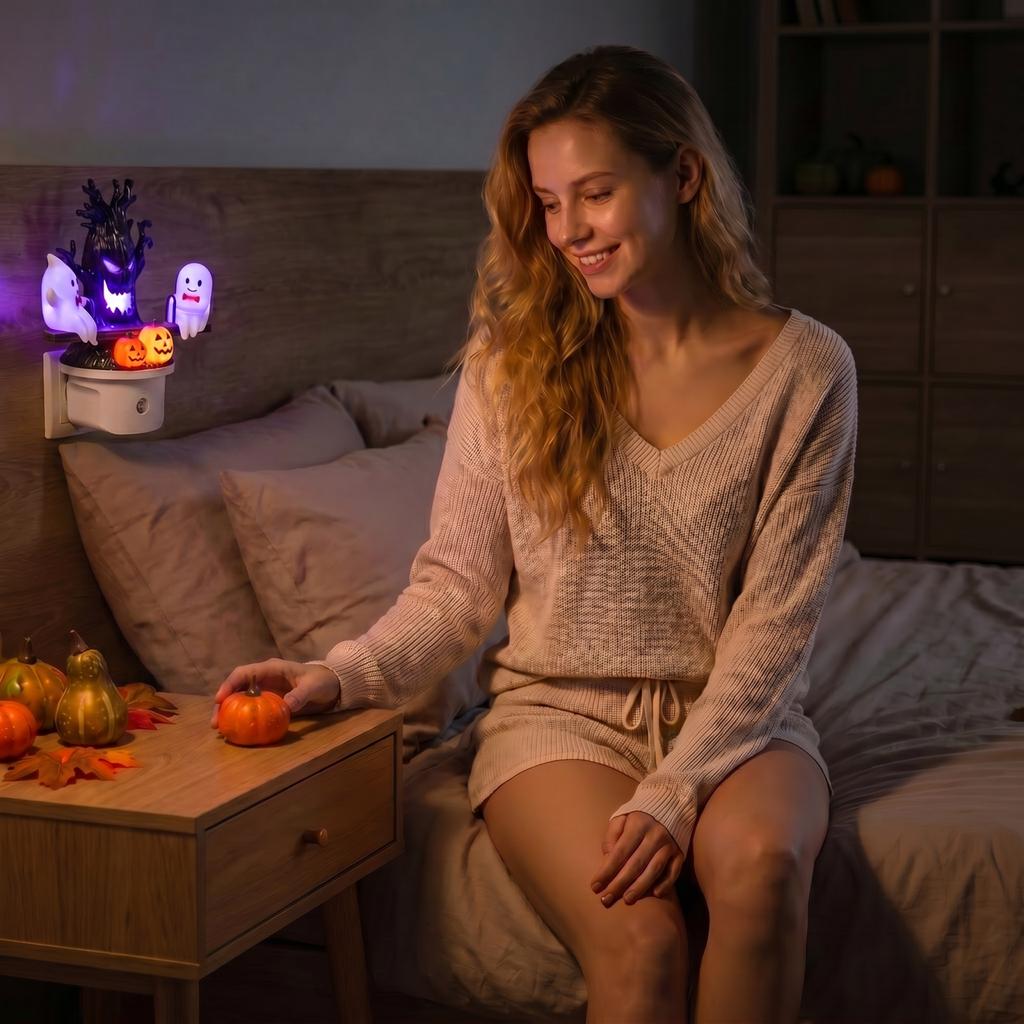 Halloween Night Light with Seesaw Design for Bedroom, Party, and Holiday Decor