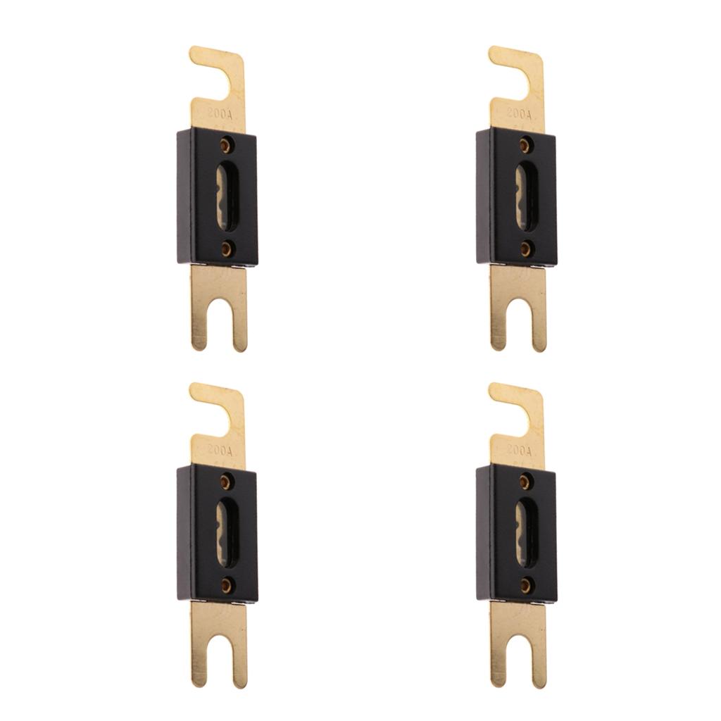 Pack of 4 200AMP ANL Gold Plated Flat Blade Fuses