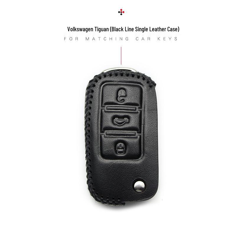 Key Case for Volkswagen: Compatible with 2017+ Magotan, Golf B8, Passat, Tiguan, Lavida, Bora - Genuine Leather