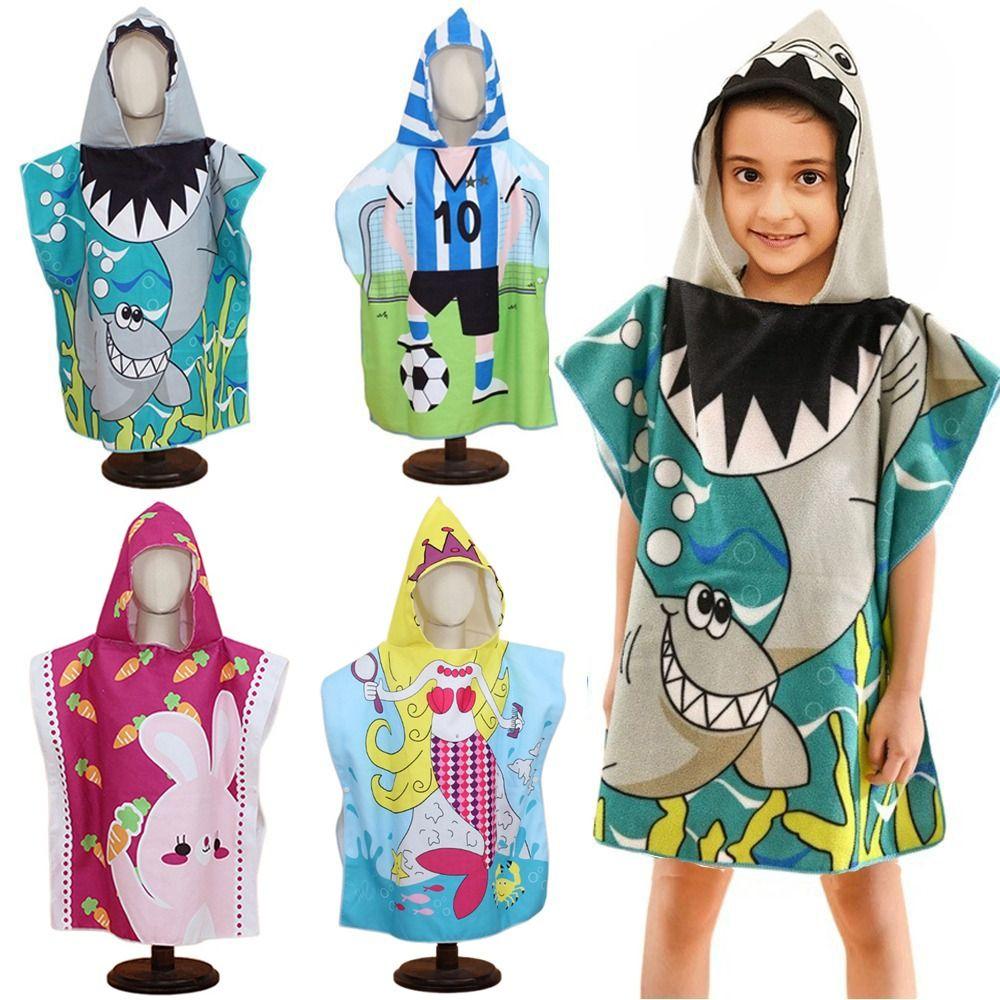 Cute Absorbent Bath Towel Shower Hooded Design Poncho Bathrobe Swimming Cover Towels Water Activities