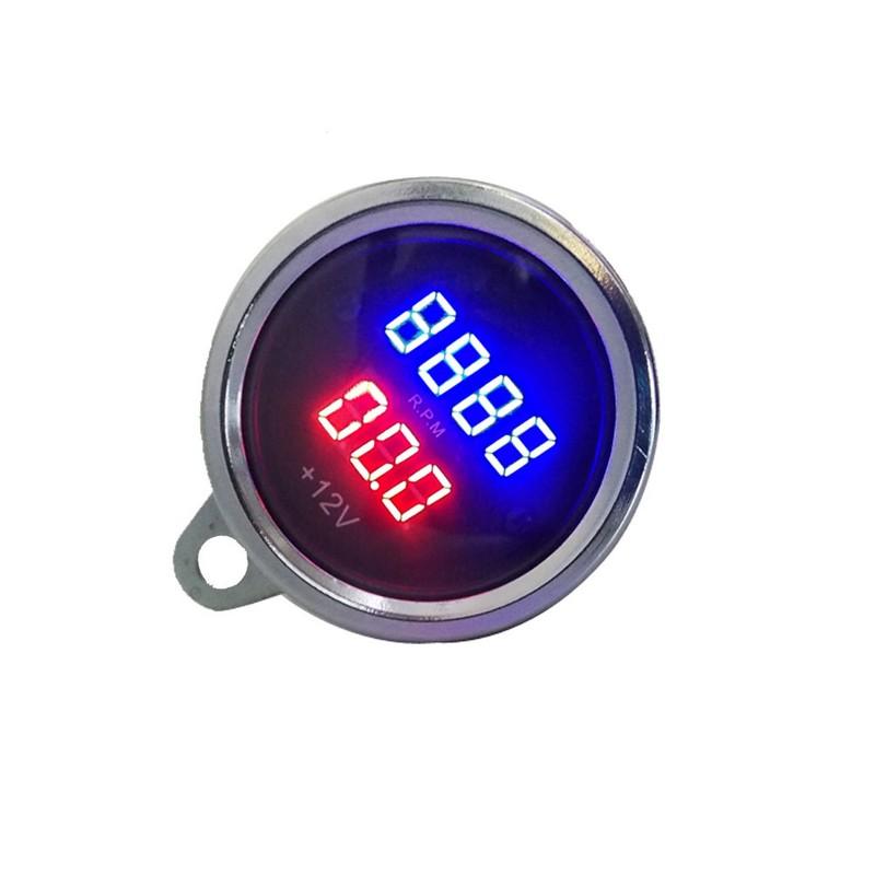 Universal Motorcycle PRM Waterproof LED Digital Tachometer Voltmeter Gauge Combo