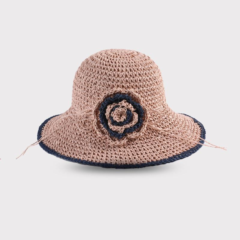 Summer Hat Women Flower Sun Hat Foldable Wide Brim Sunshade Outdoor Sunhat Traveling Vacation Korean Sunscreen Beach Accessories