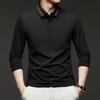 Original Design Quality Men'S Polo Shirt Autumn Solid Color Splicing Collar Long Sleeve Fashion Lapel T-Shirt Business Menswear